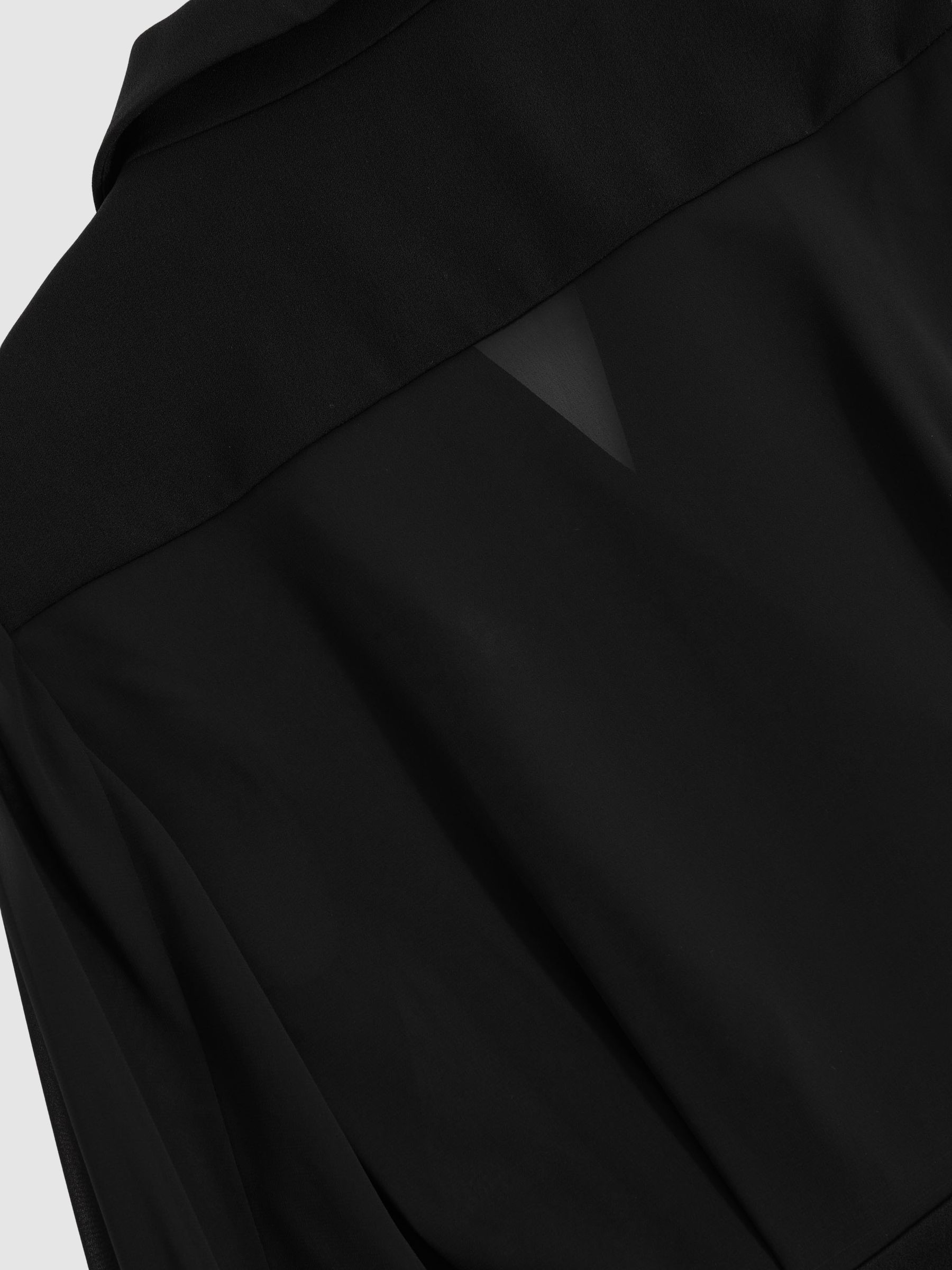 Reiss Perla Sheer-Sleeve Tuxedo Jumpsuit