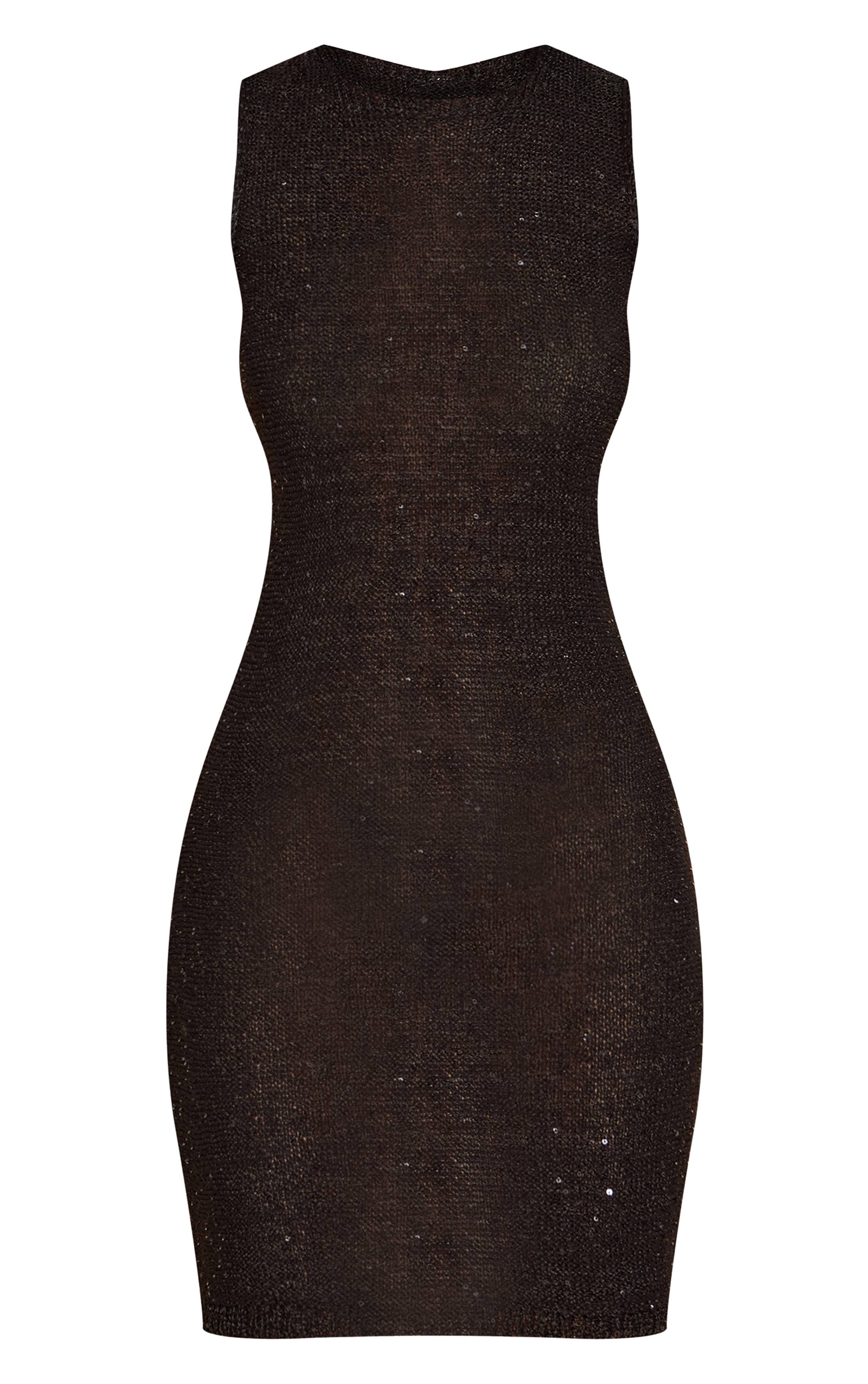 Noir Robe Mini Sans Manches En Maille Petite Taille