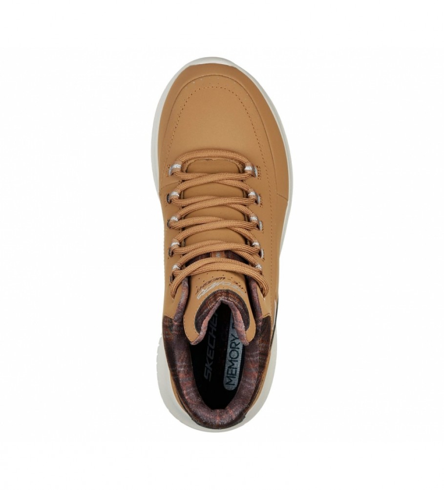 Botas de cano curto Skechers Ultra Flex Just Chill em couro marrom