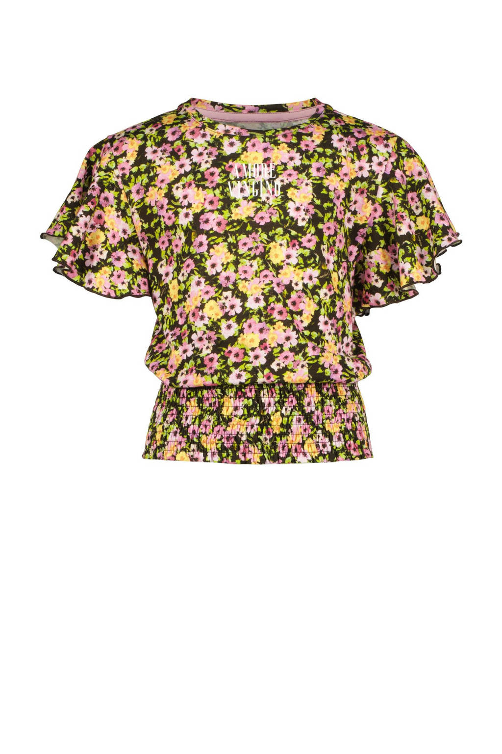 Vingino gebloemd T-shirt HEMMA zwart