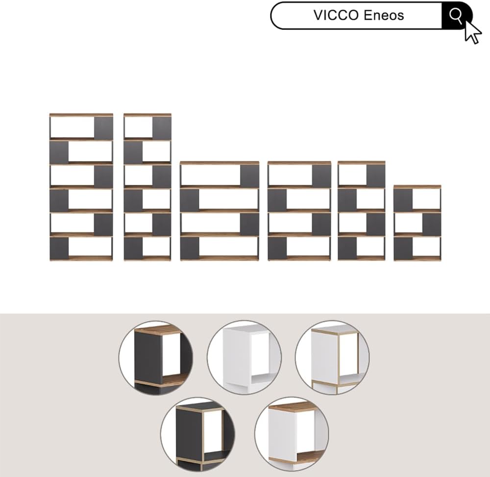 Vicco Raumteiler Eneos, Anthrazit/Eiche, 60 x 186 cm
