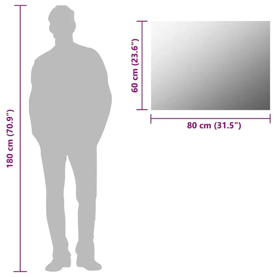 vidaXL - Spiegel - Zilver - Glas - 80 x 60 cm