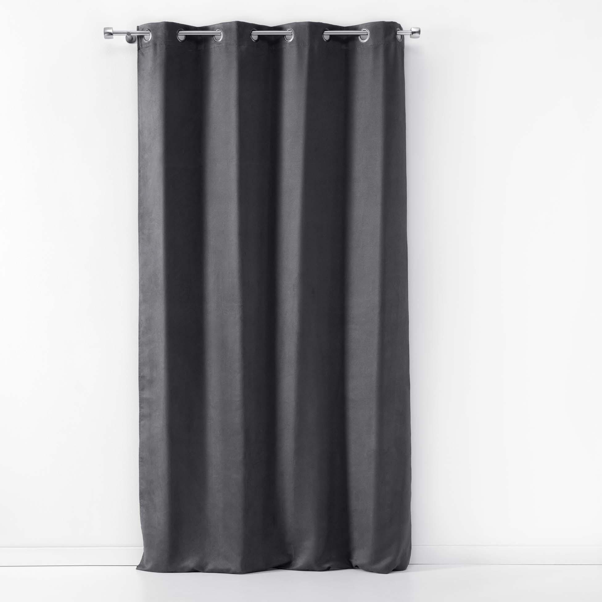 RIDEAU OEILLET 140X240CM SUEDE UNI SULTANE ANTHRACITE