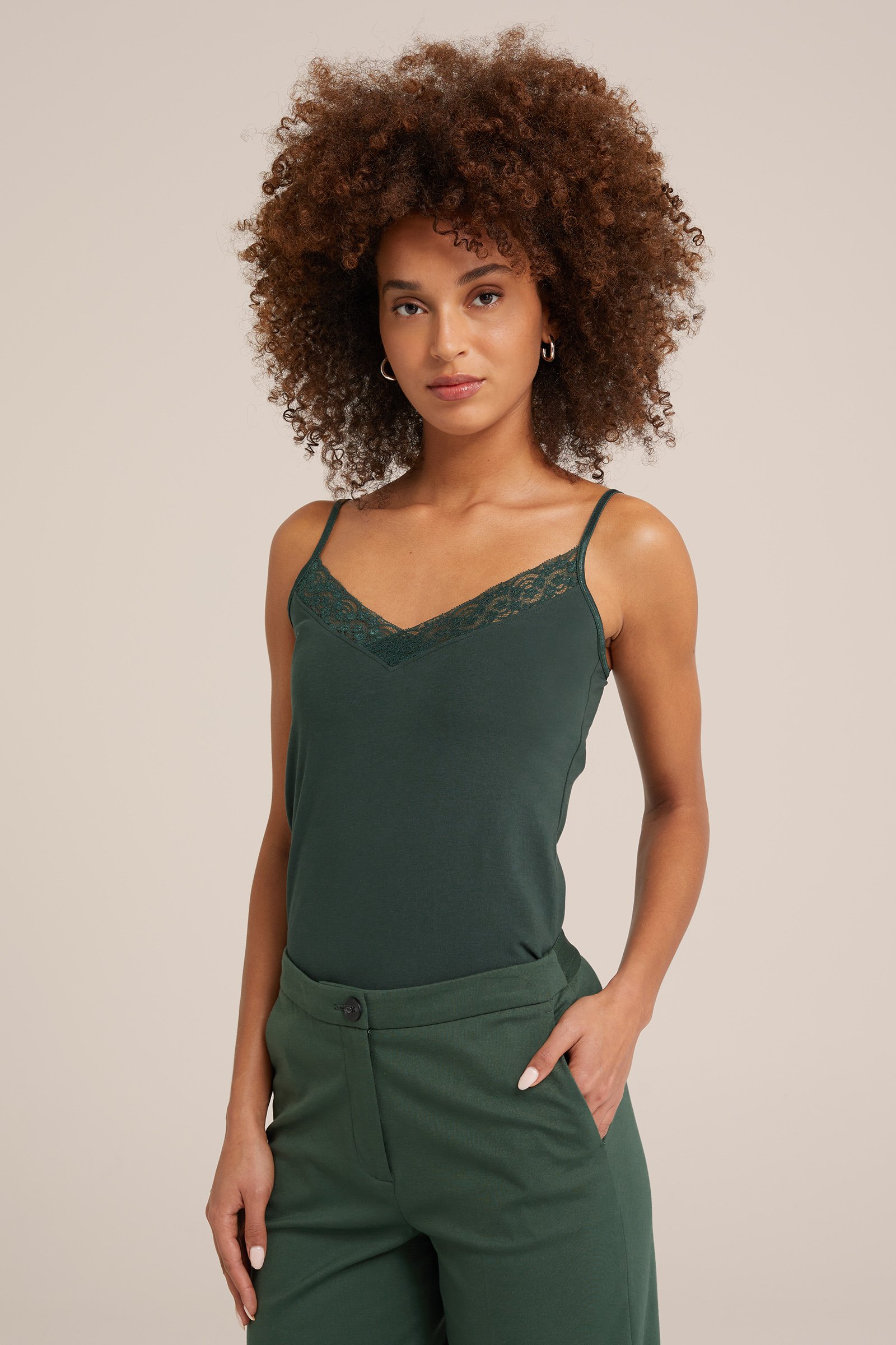 singlet met kant WE Fashion Mosgroen