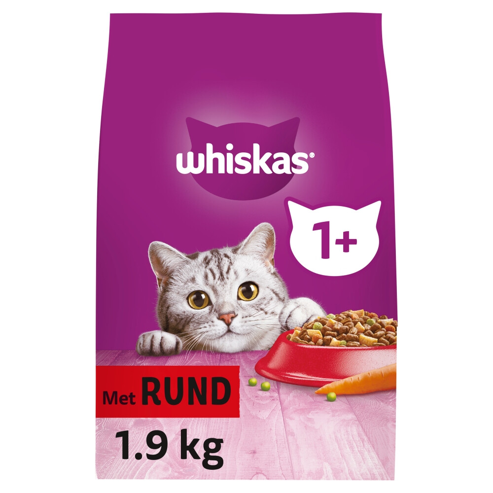 Whiskas 1+ Adult Katten Droogvoer Rund1,9 kg