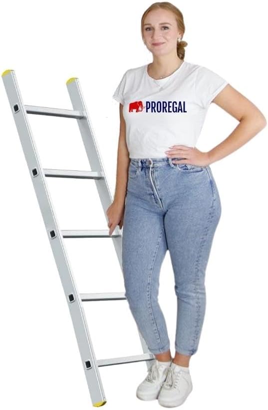 PROREGAL Economy Plus sportschuifladder zonder dwarsbalk, 5 sporten, werkhoogte 2,43 m, draagvermogen 150 kg