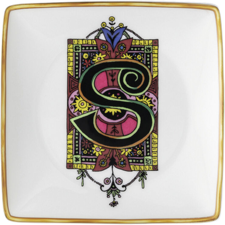 Versace Bowl 12cm sq. flat, Holiday Alphabet S, Versace Flerfarvet