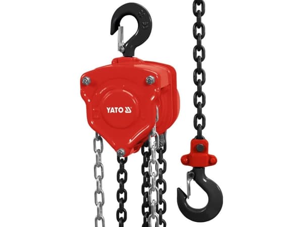 Yato YT-58953, Kjettingtalje, 2000 kg, 3 m, 3 mm, Sort, Rød, Rustfritt stål, 17,5 kg