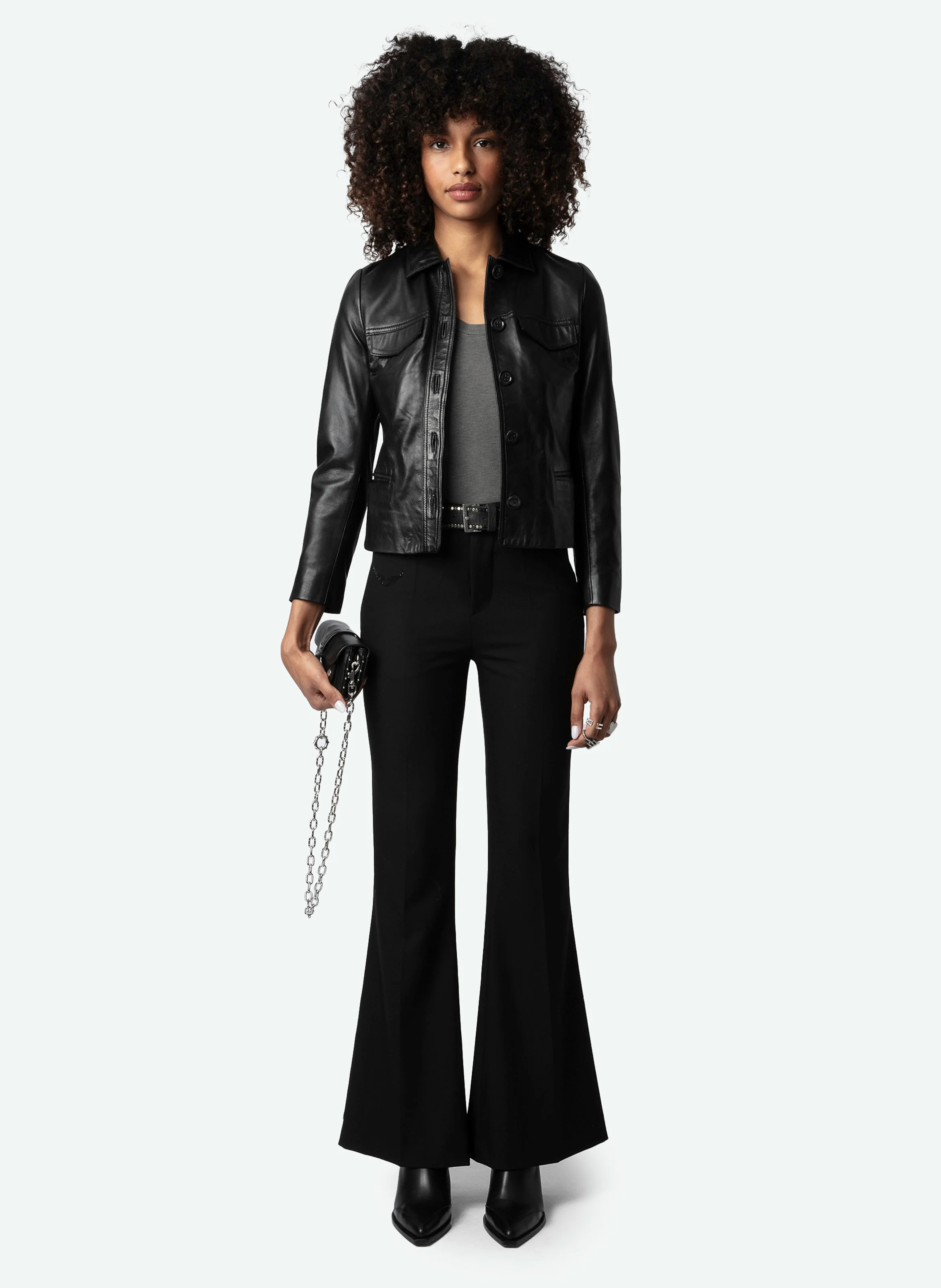 PREVY - Pantalon droit en fibres recyclées mélangées | Noir