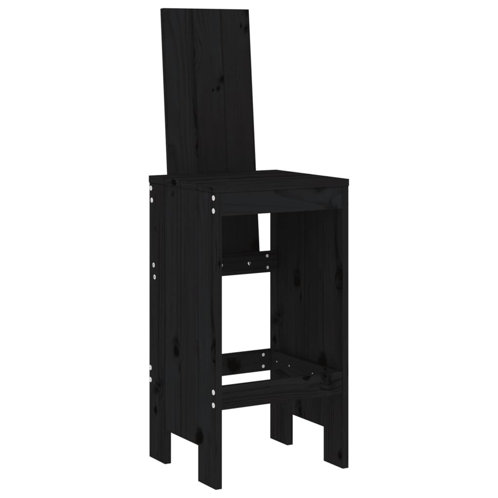 Ensemble de bar de jardin 5 pcs noir bois de pin massif