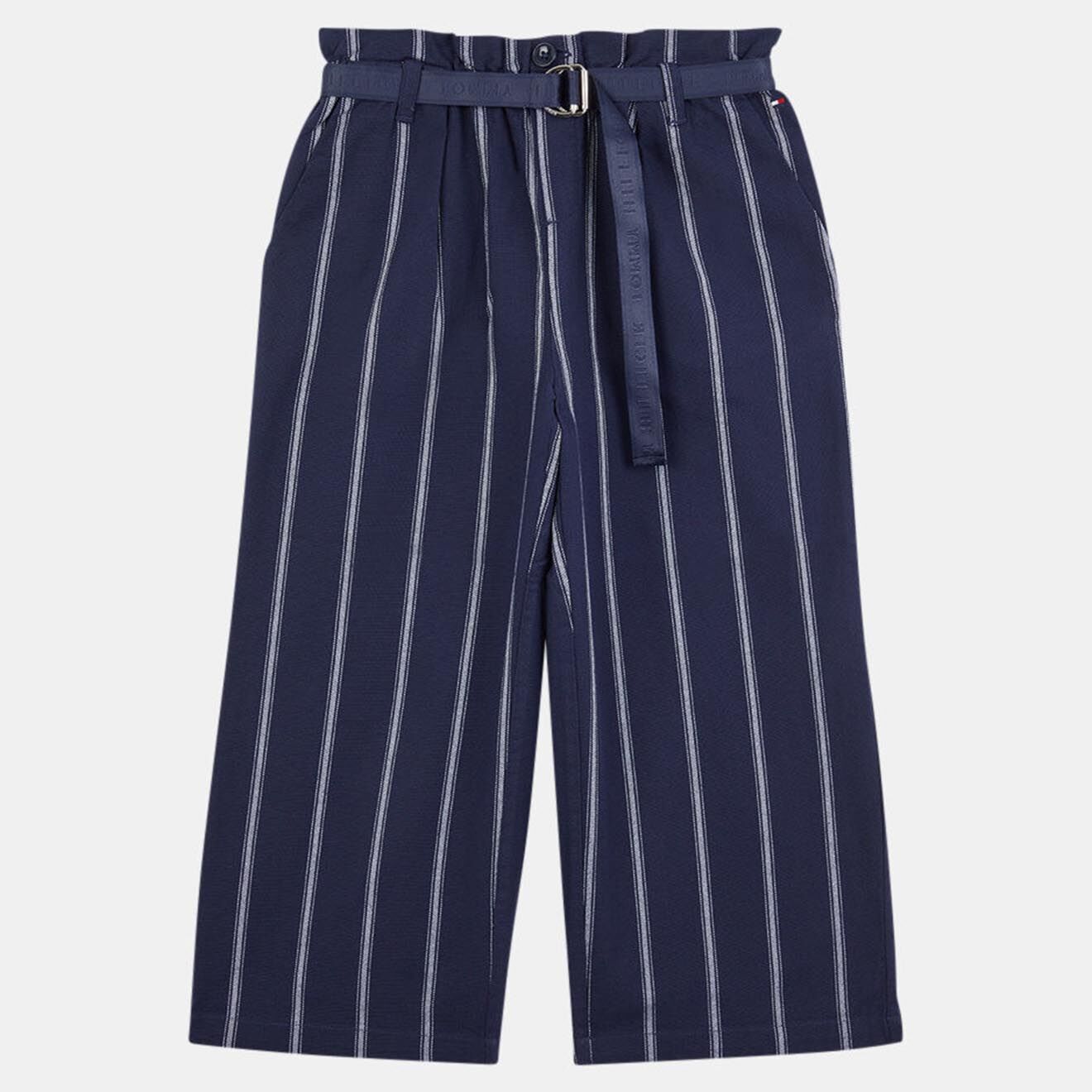 Tommy Hilfiger Pantalon large en Coton biologique à rayures bleu/blanc