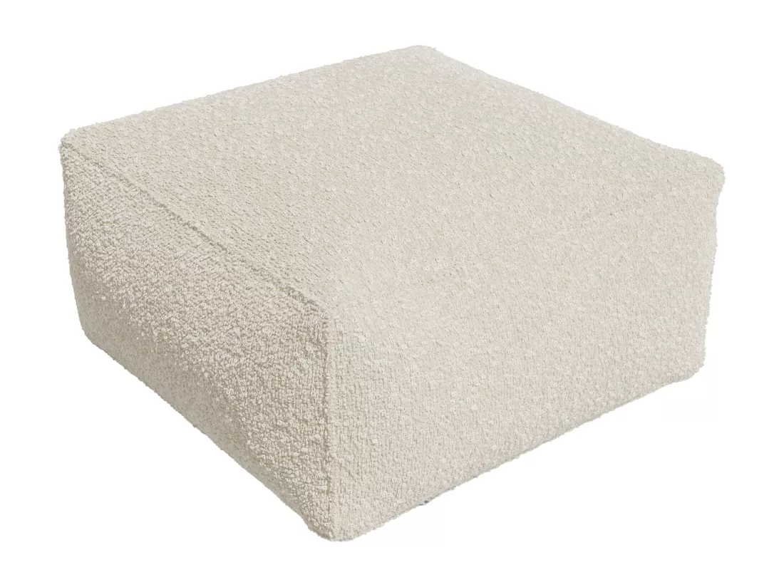 Pouf en tissu bouclette beige NOUMARA