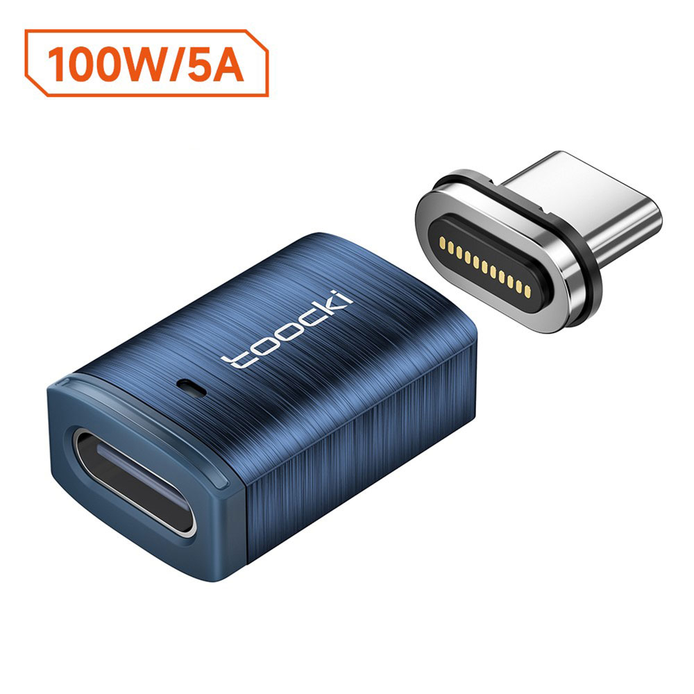 (100W) USB C (M) auf USB C (W) Magnetischer Lade und Daten Adapter Buchse 480 Mbit/s - Blau