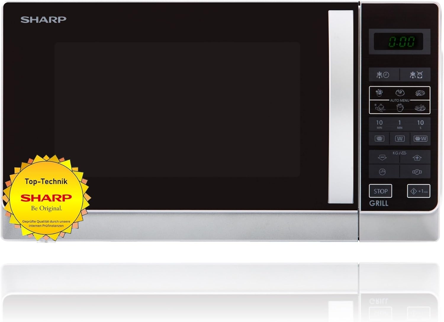 Sharp R642INW Mikrowelle / 2-in-1 Grill-Kompakt-Mikrowellengerät/Tageszeitanzeige/Kindersicherung