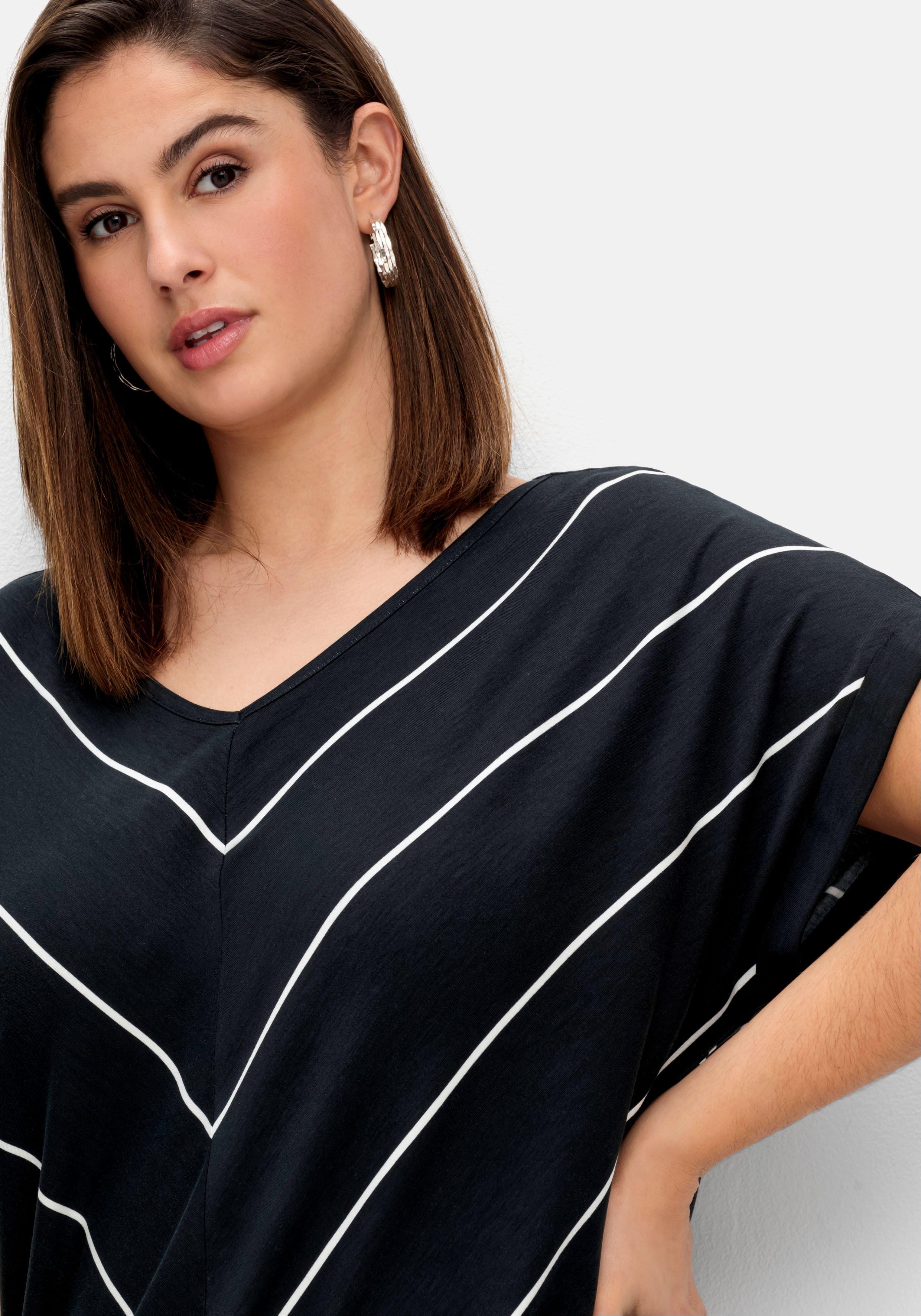 Shirt mit Streifen und Bindeband am Saum