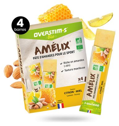 Barres énergétiques Overstims Bio Amelix Citron/Miel - 4x25g