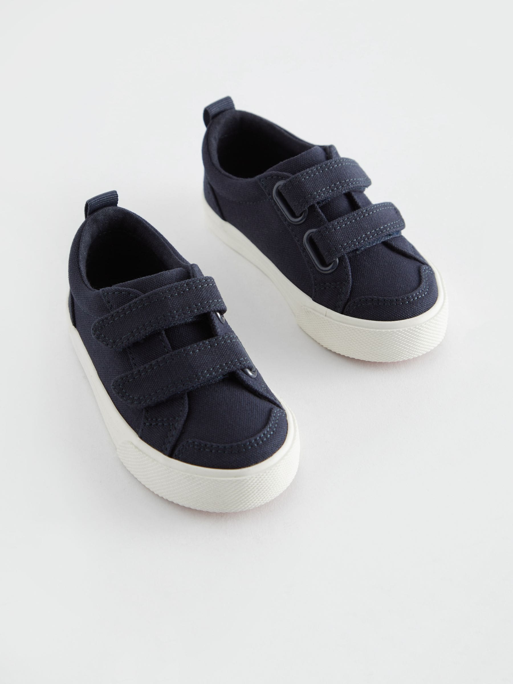 Marineblauw canvas - Sneakers met twee klittenbandjes