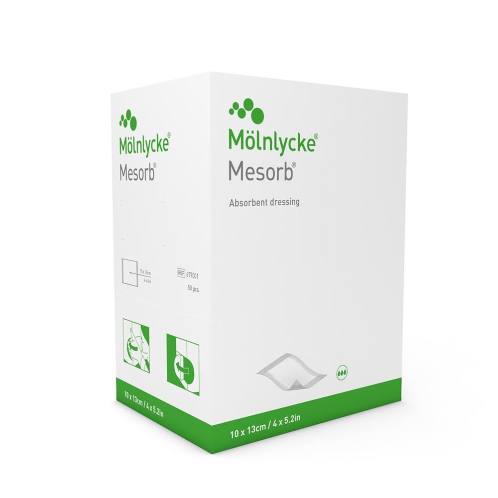 MESORB Absorbierender Saugverband 10x13cm steril 50 Stk