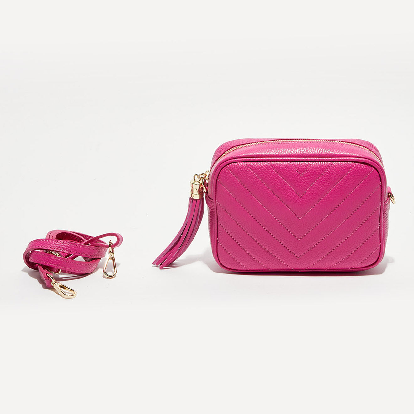 Victor & Hugo Sac bandoulière en Cuir Nat fushia - 20x15x6 cm