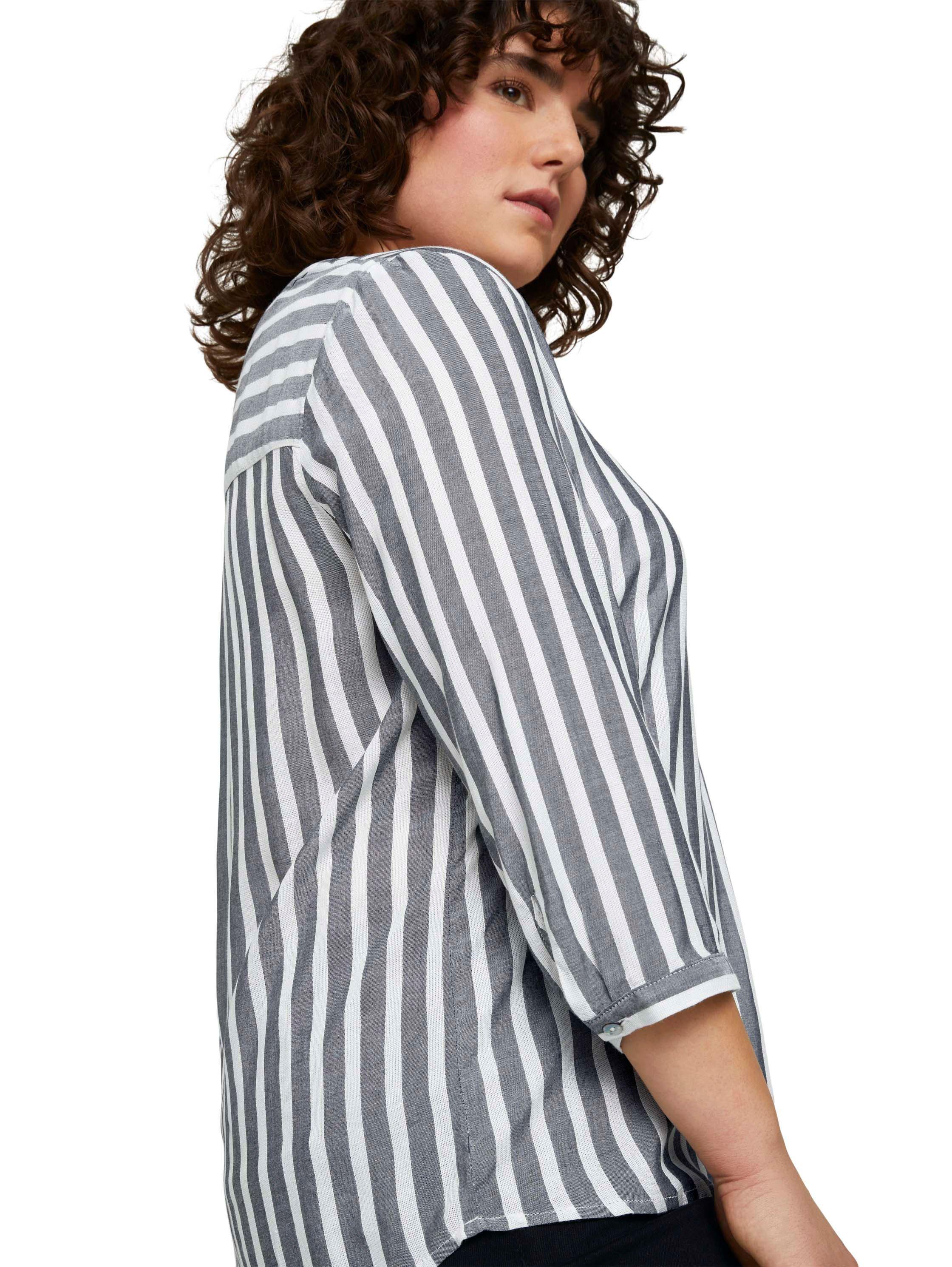 Gestreifte Tunika mit Henley-Ausschnitt