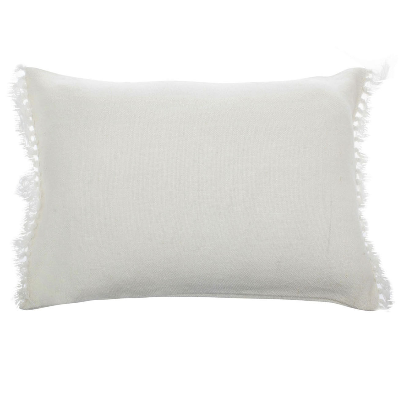 En Fil d'Indienne Housse de coussin Lin Franges blanche - 35x50 cm