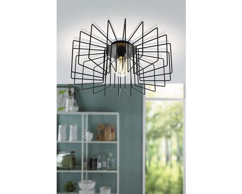 Plafondlamp, 1-lichts, HxØ 21,5x56 cm, Tremedal zwart