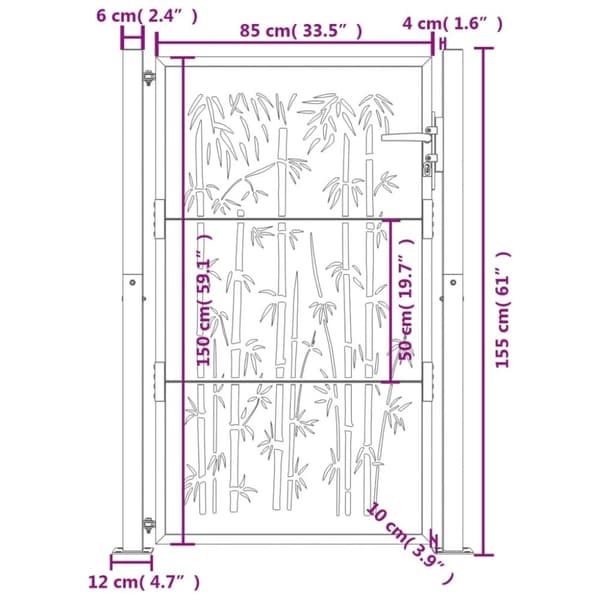vidaXL Hageport antrasitt 105x155 cm stål bambusdesign
