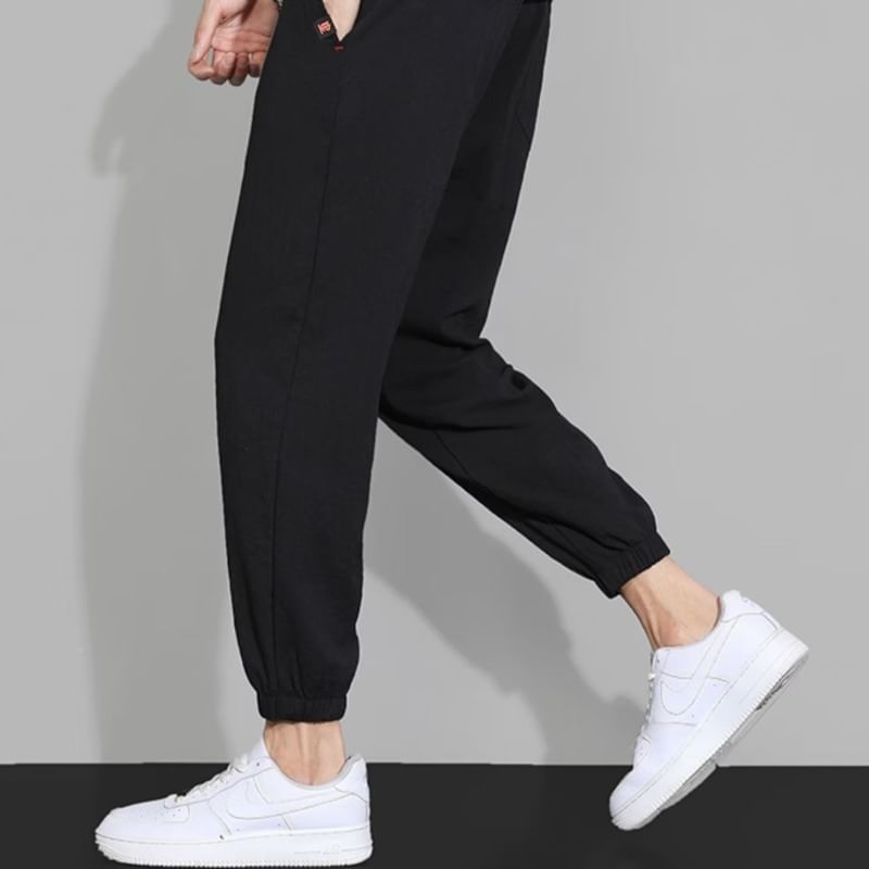 Blueforce - Effen cropped baggy broek met trekkoord in de taille