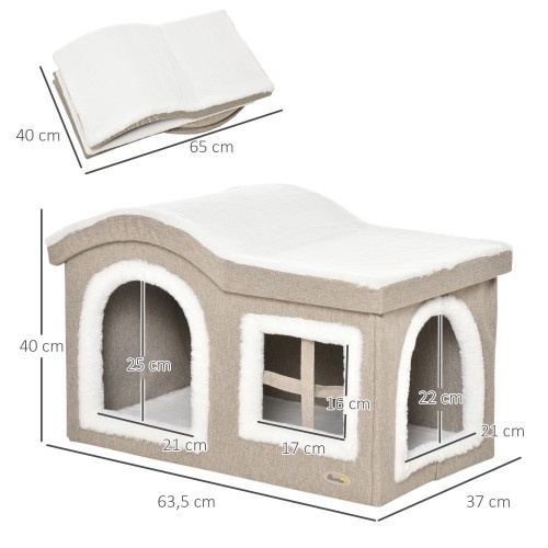Casinha dobrável para gatos, bege