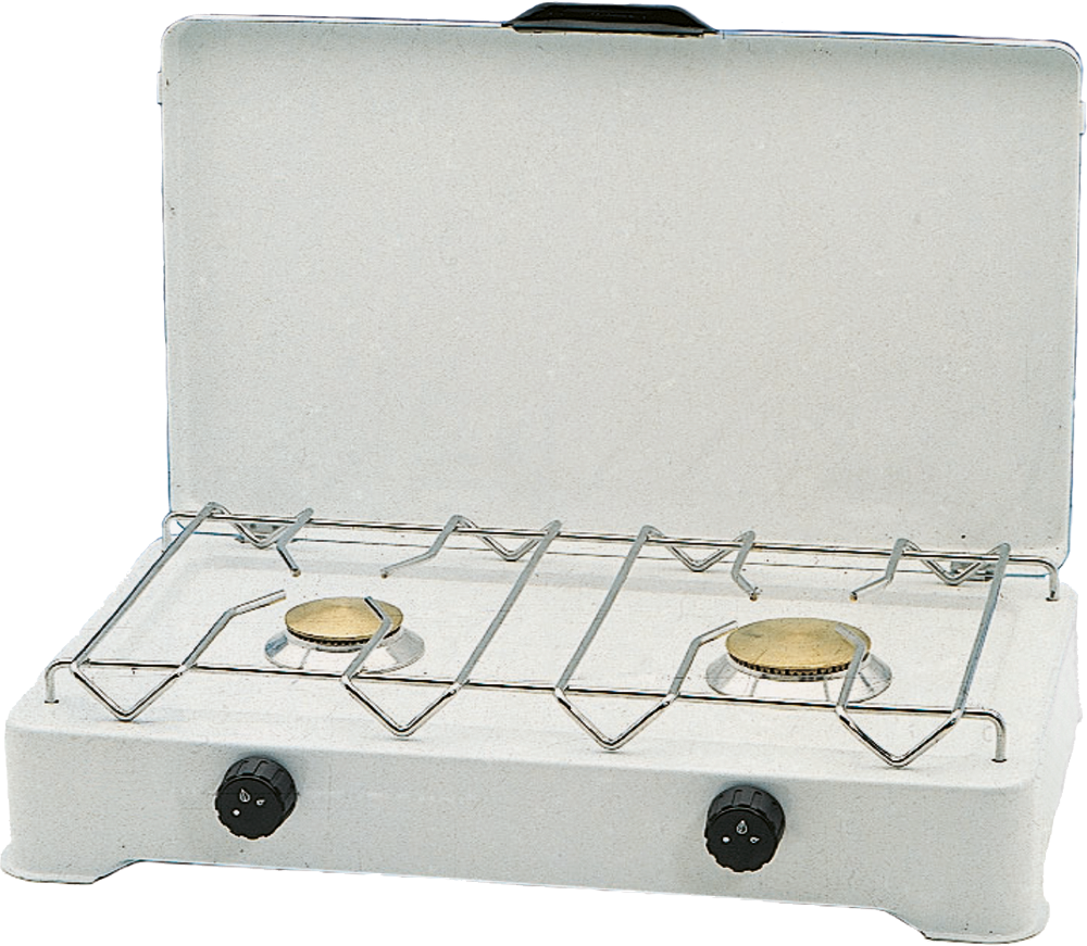 GOK Gaskocher 50 mbar 3,5 kW weiss Anschluss RST8 Edelstahl-Rost verchromt