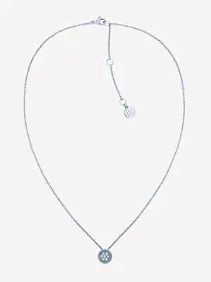 Colar com pingente de cristal azul gelo