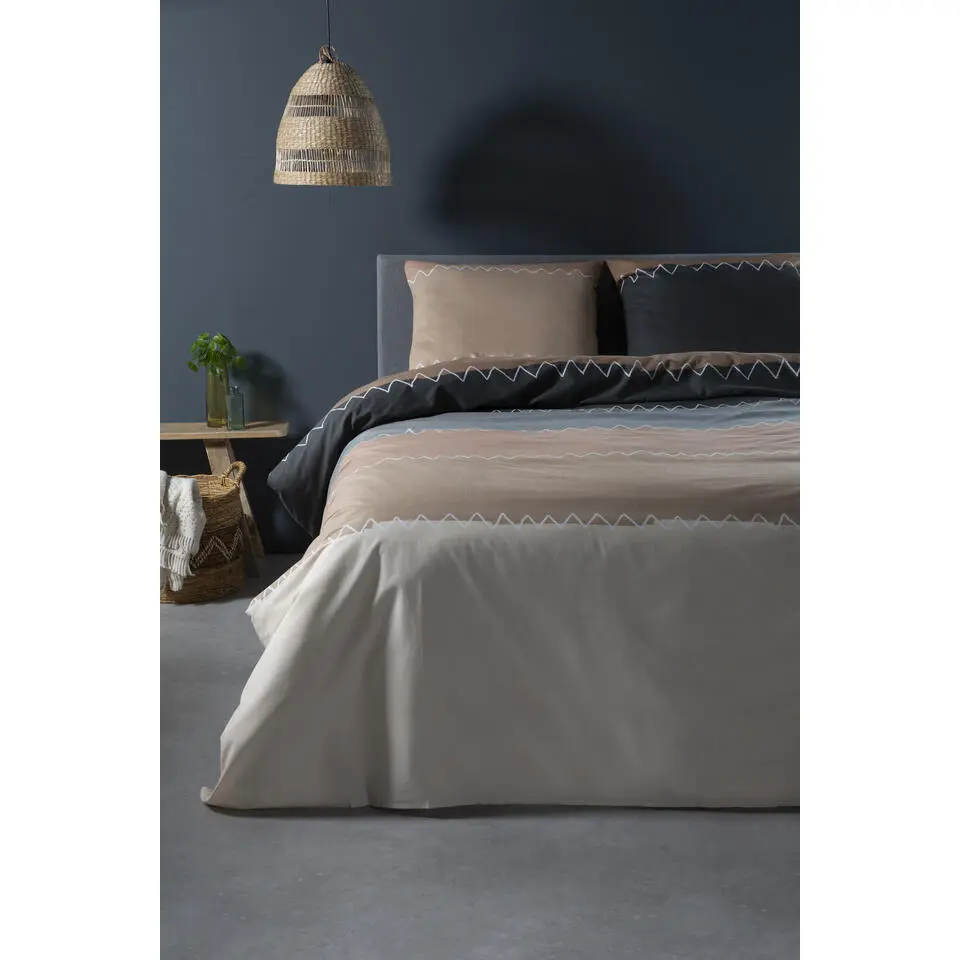 Ten Cate Katoenen Dekbedovertrek - 240x200/220 - Zig Zag Taupe
