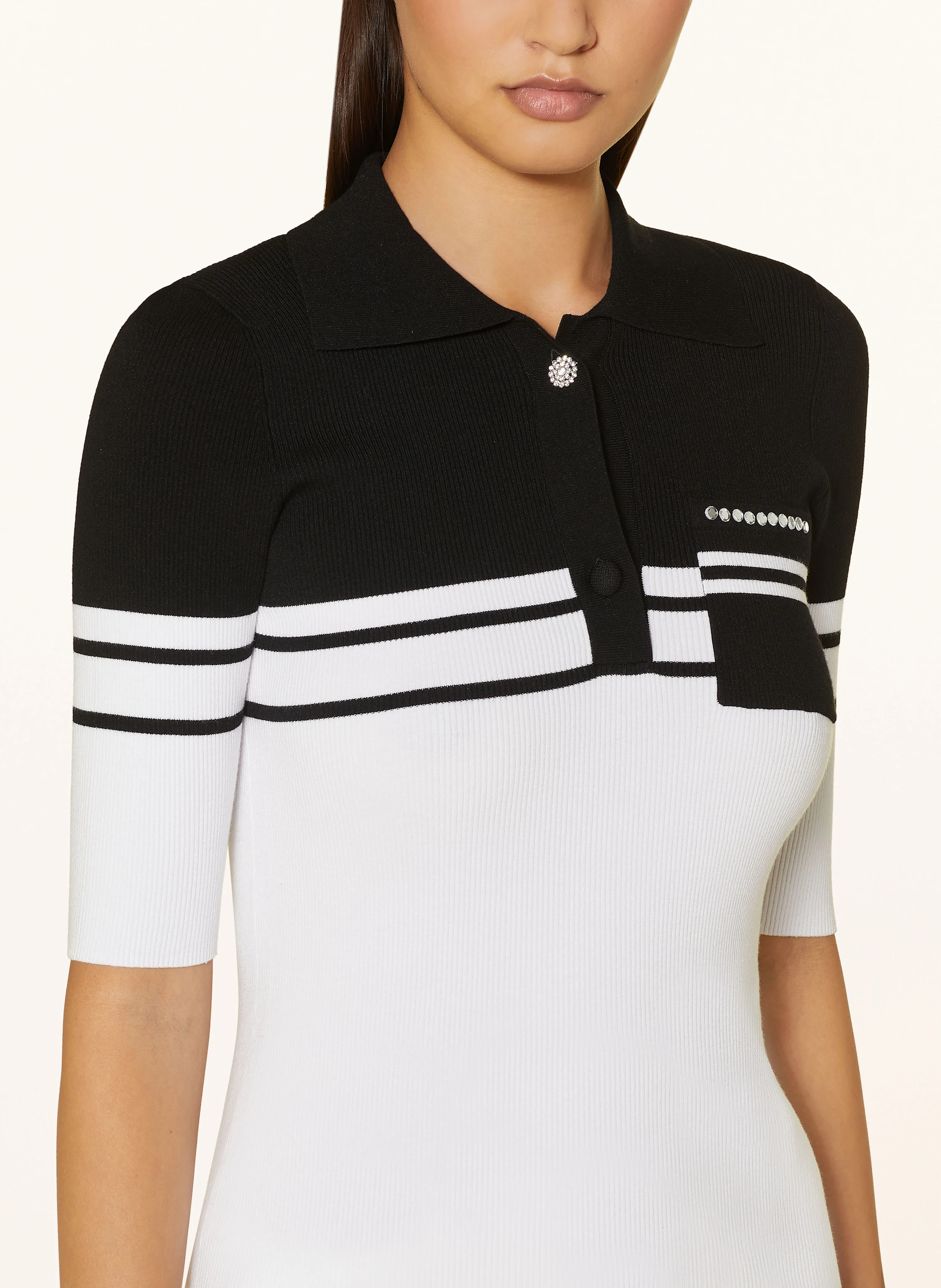 LIU JO Strick-Poloshirt mit Schmucksteinen