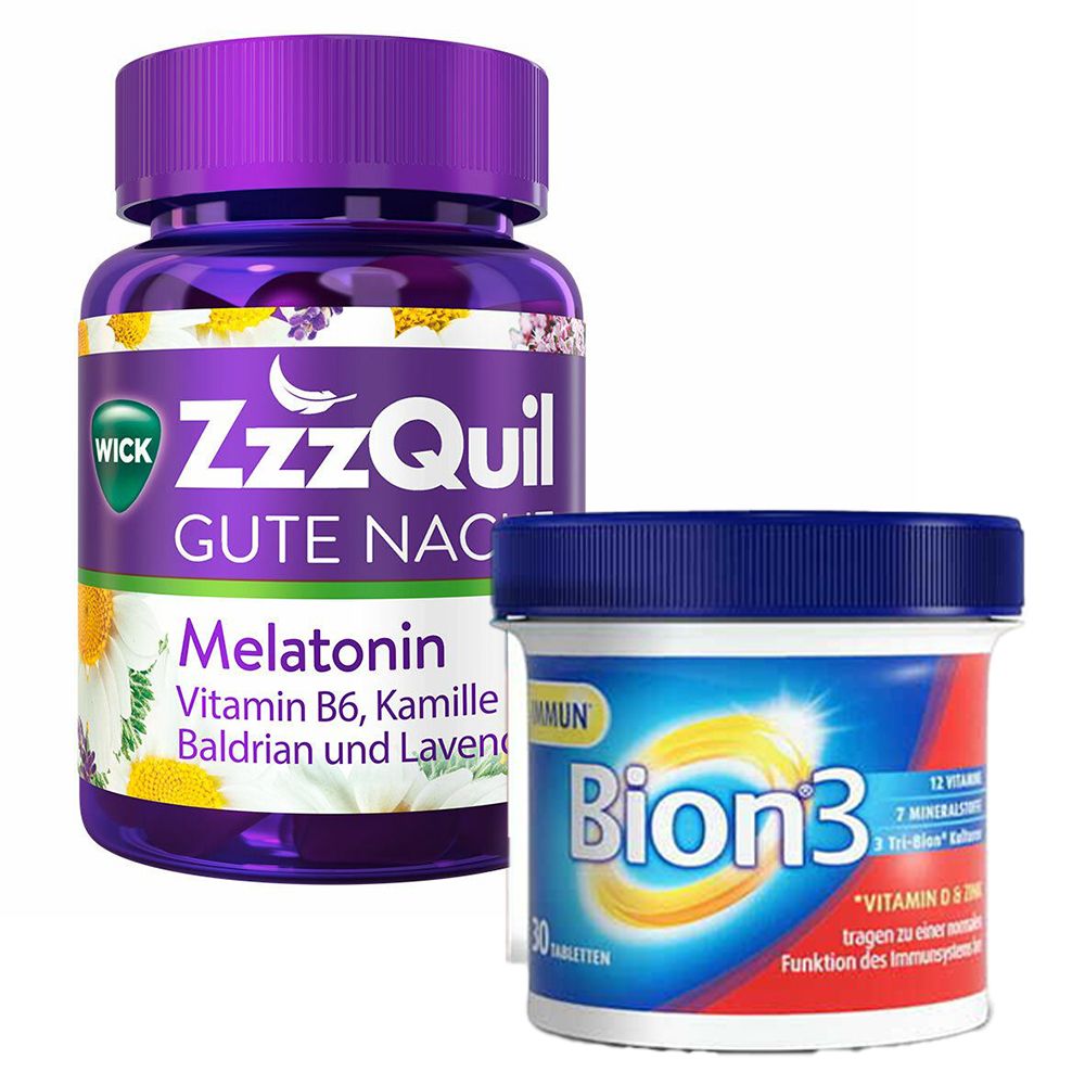 WICK ZzzQuil Gute Nacht mit Melatonin + Bion® 3 Immun