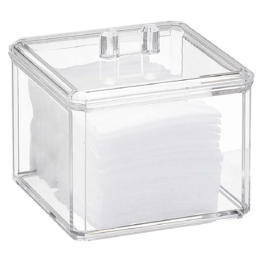 Boîte à coton plastique transparent