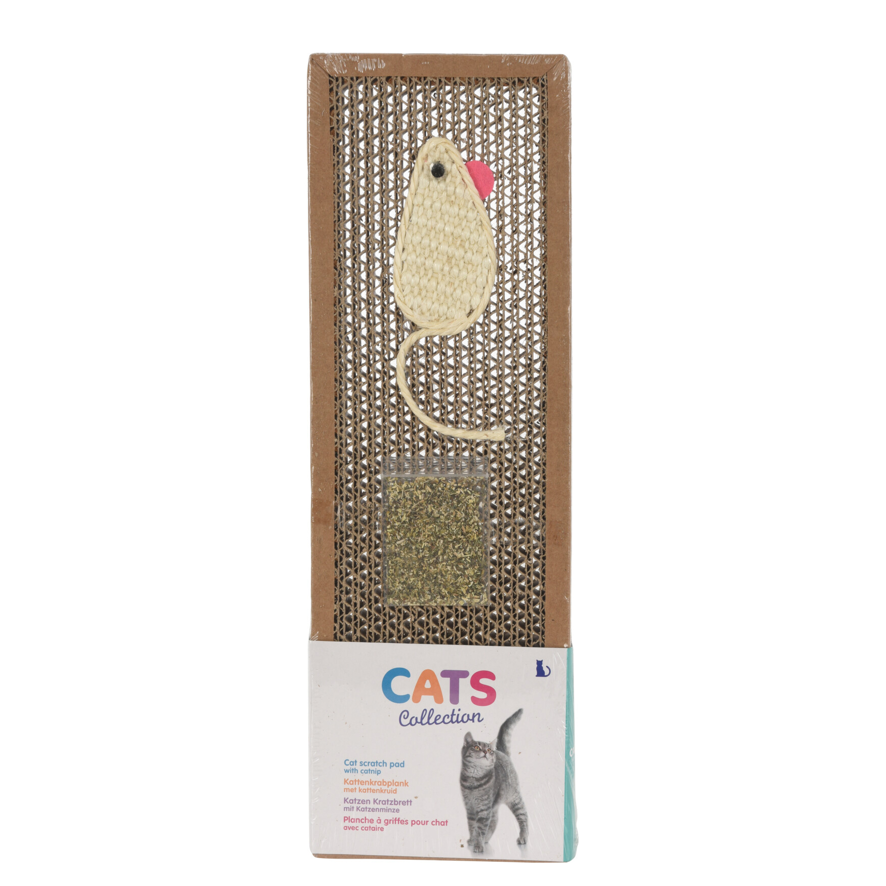 Kratzbrett für Katzen mit Maus 38 x 12 cm