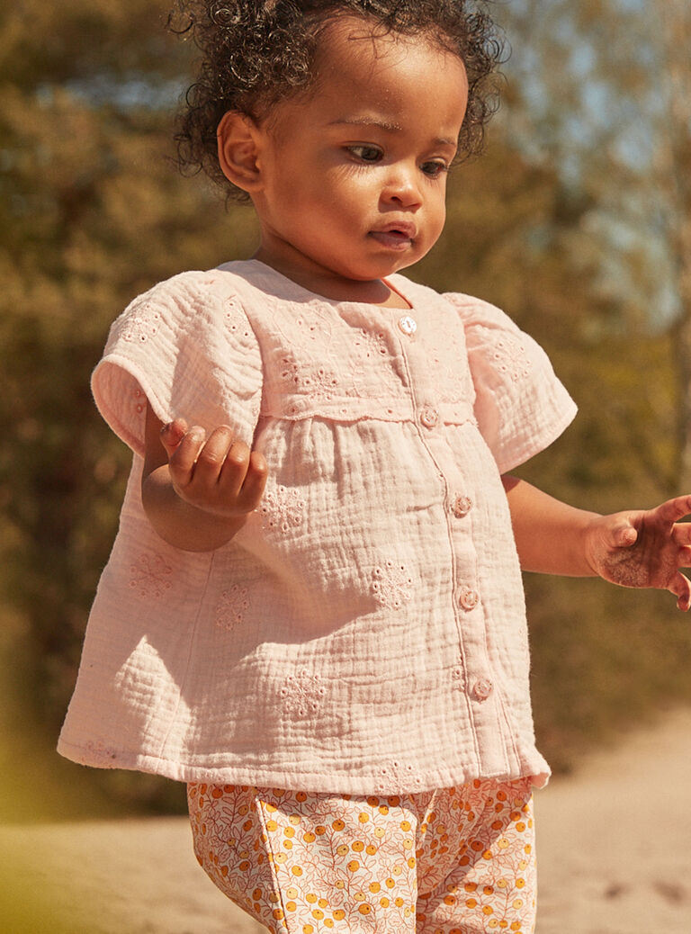 Blouse nude en double gaze de coton