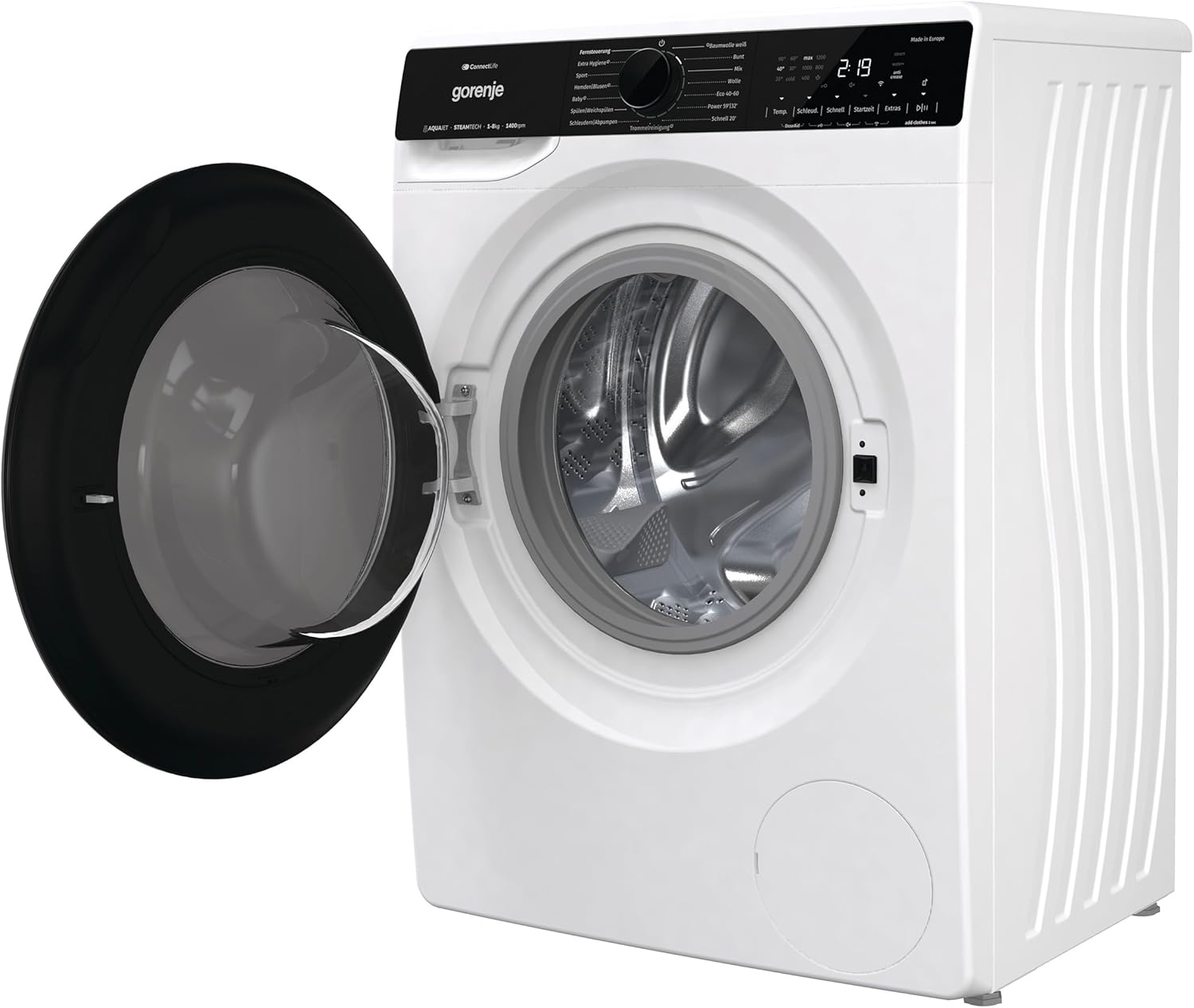 Gorenje WPNA 84 SATSWIFI Waschmaschine mit Dampffunktion / 8 kg / 1400 U/Slim Line/ConnectLife WiFi/Total AuaStop/Inverter PowerDrive Motor/Edelstahltrommel/Kindersicherung/EEK A