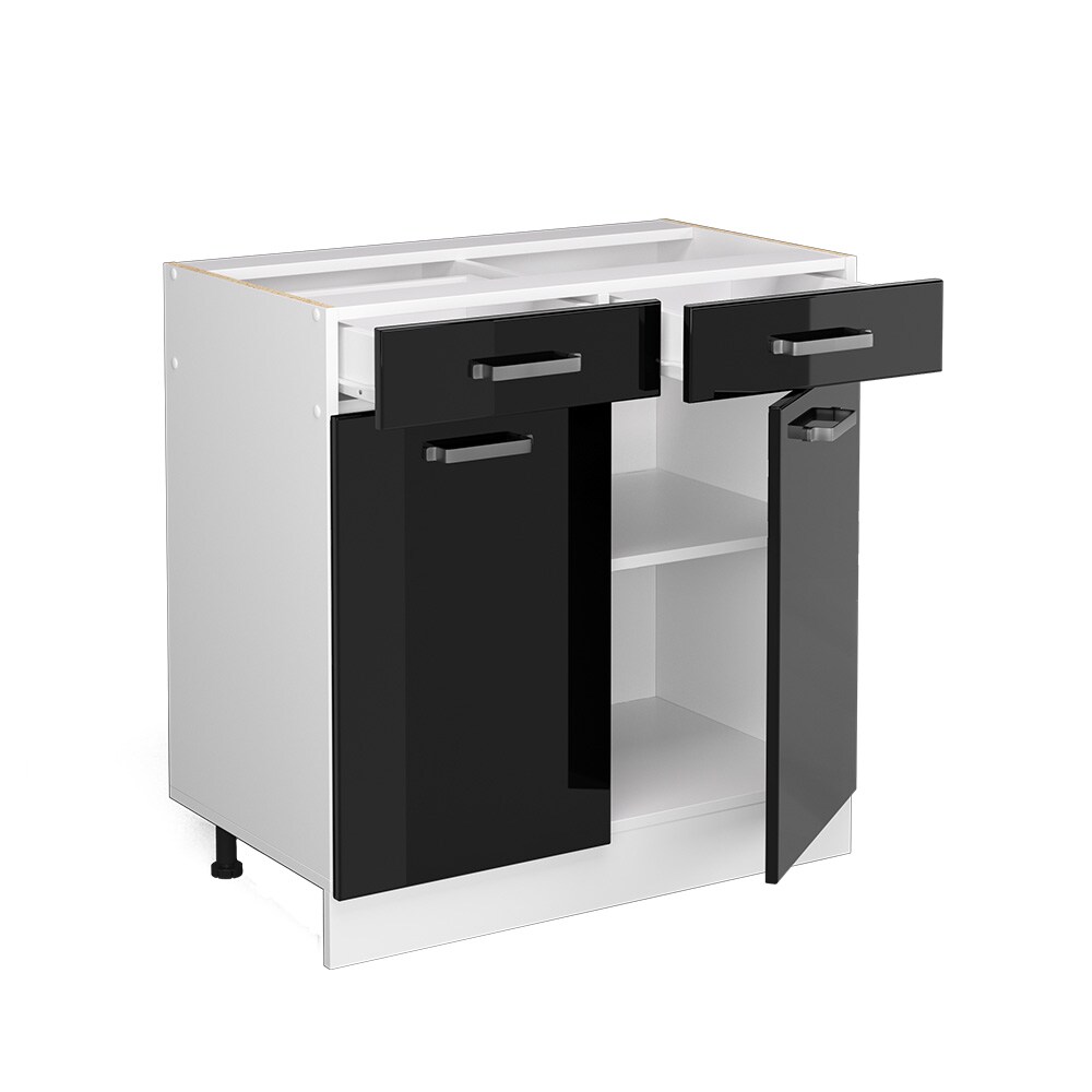 Vicco Schubunterschrank Küchenschrank R-Line Solid Weiß Schwarz 80 cm modern