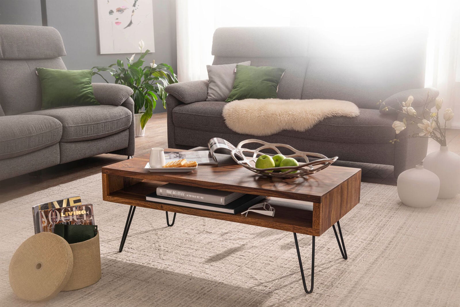 Couchtisch 100 x 50 cm Sheesham massiv