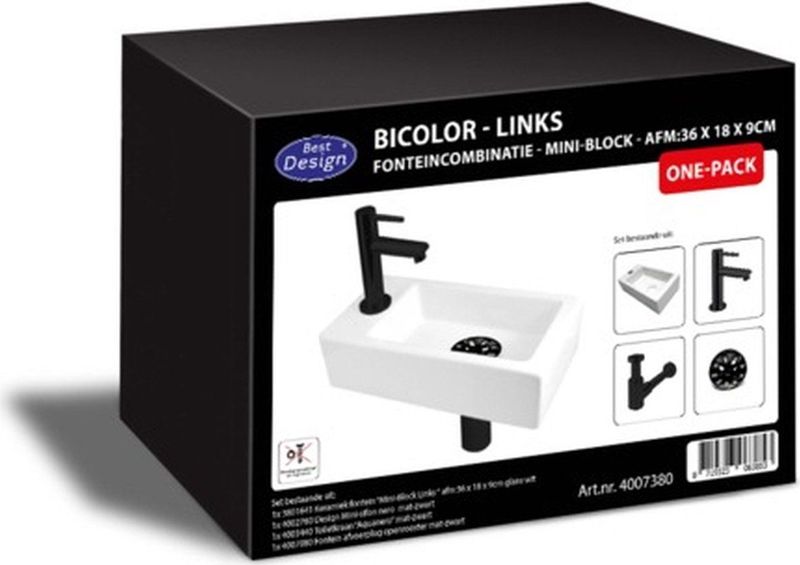 Best Design - Mini Block - Fonteinset - Mat Zwart - Keramiek