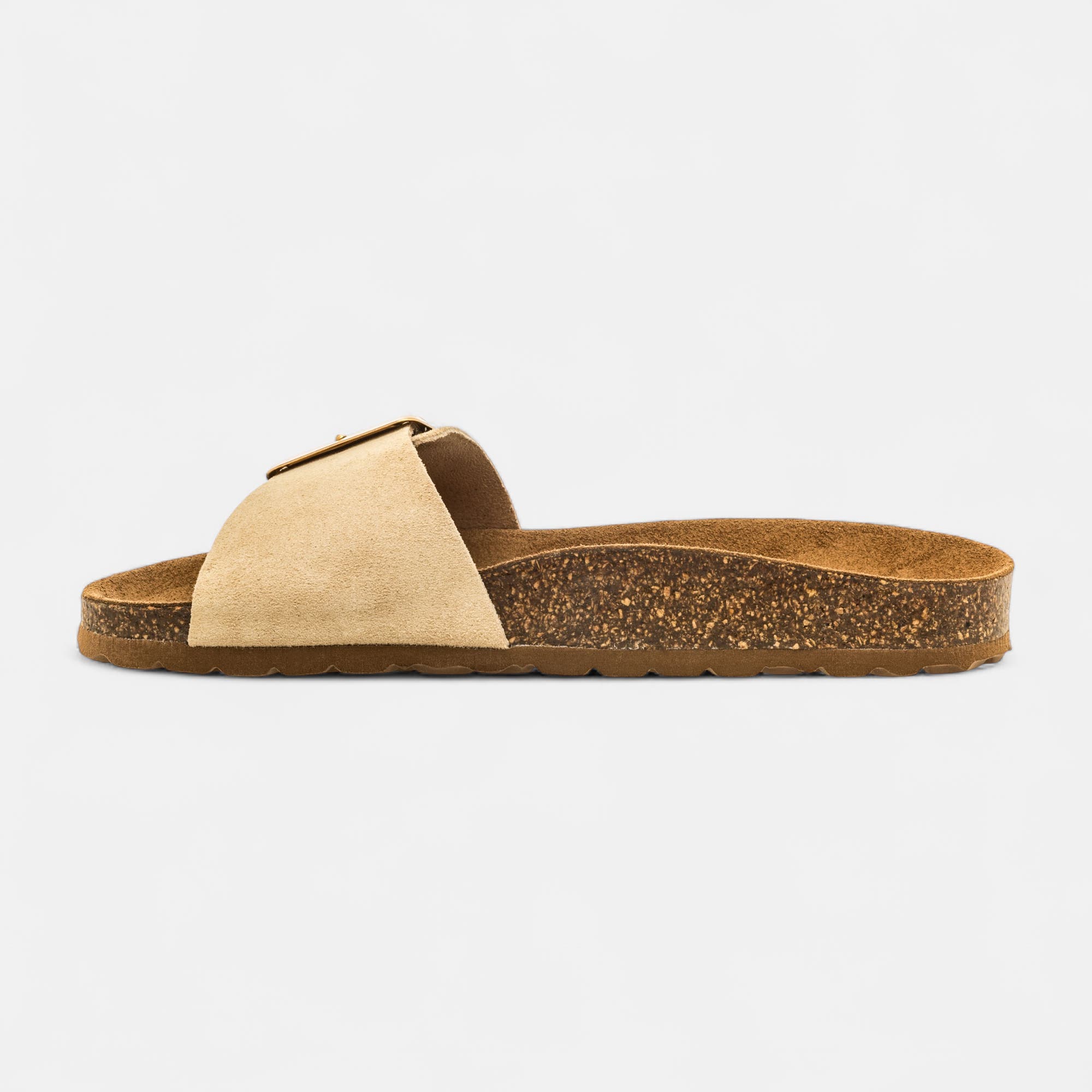 Mules semelle liège Femme en cuir beige