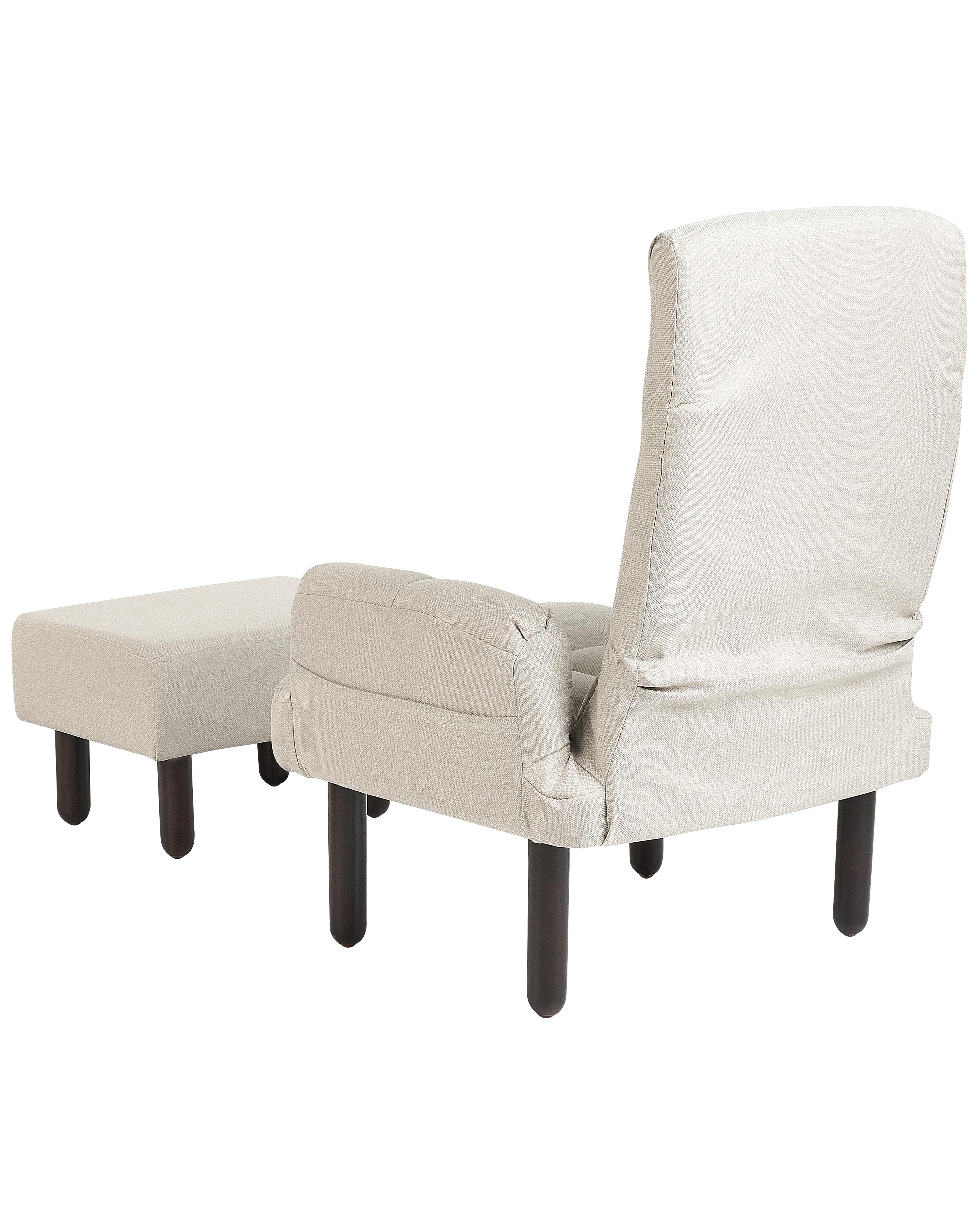 Relaxfauteuil OLAND met voetenbank Kunstlinnen Lichtbeige