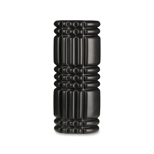 Rolo de espuma cilíndrico redondo para massagem e ioga, cor índigo/preto.