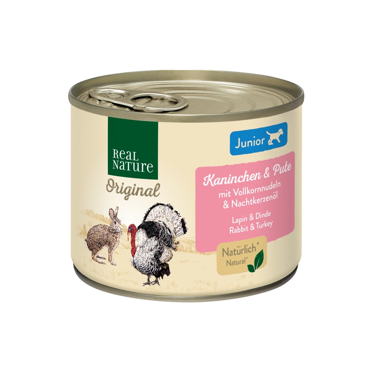 REAL NATURE Nassfutter Hund, Junior, Kaninchen und Pute 6x200 g