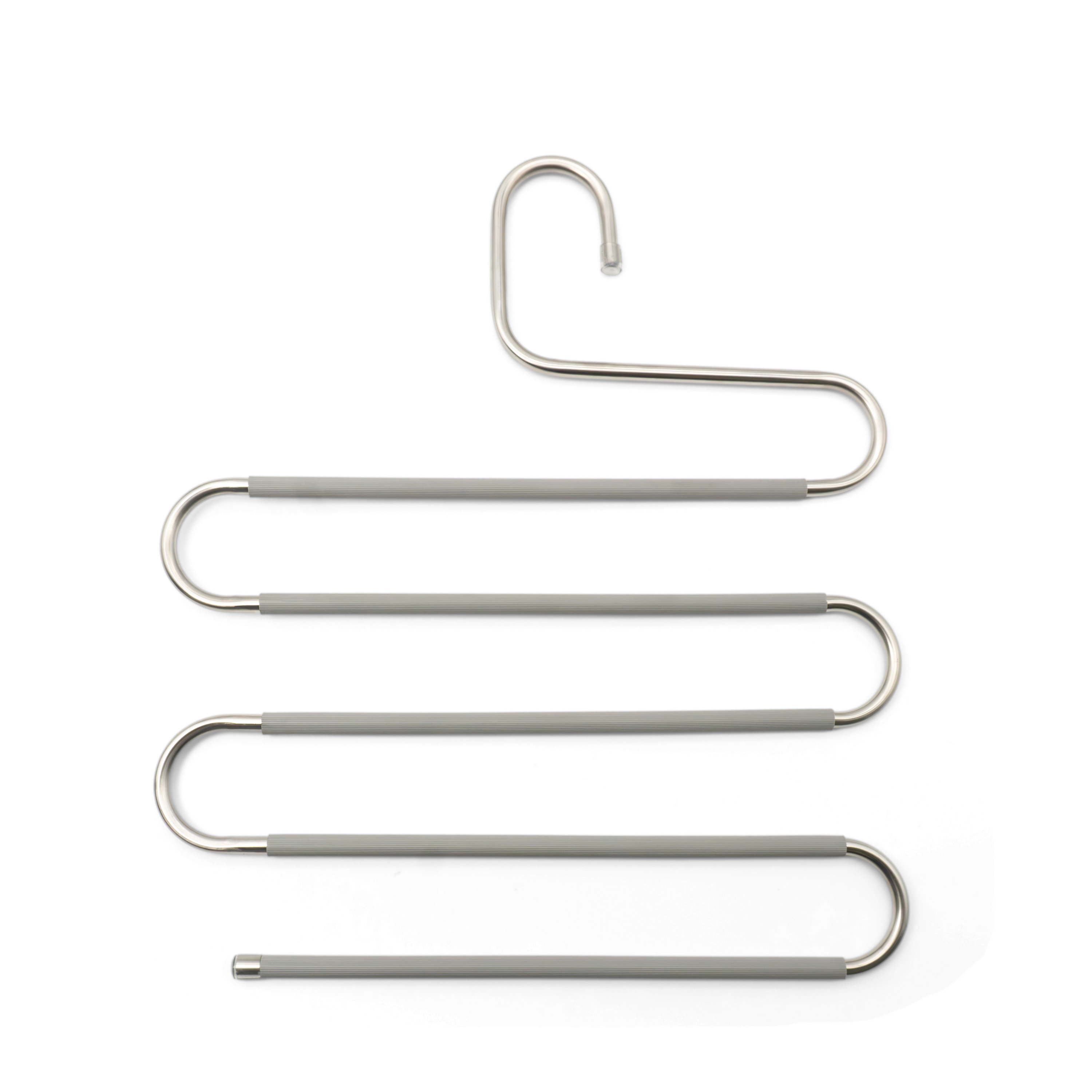 (4er Set) Metall Hosenbügel Multifunktionale Kleiderbügel Rutschfeste Universal Bügel S-Form - Grau