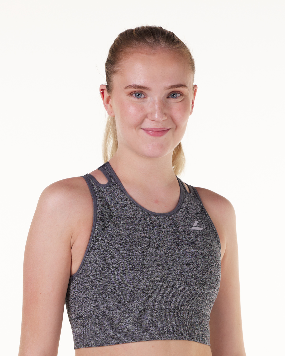 LEVITY Solar Cut Out Seamless Bra Grey Marl