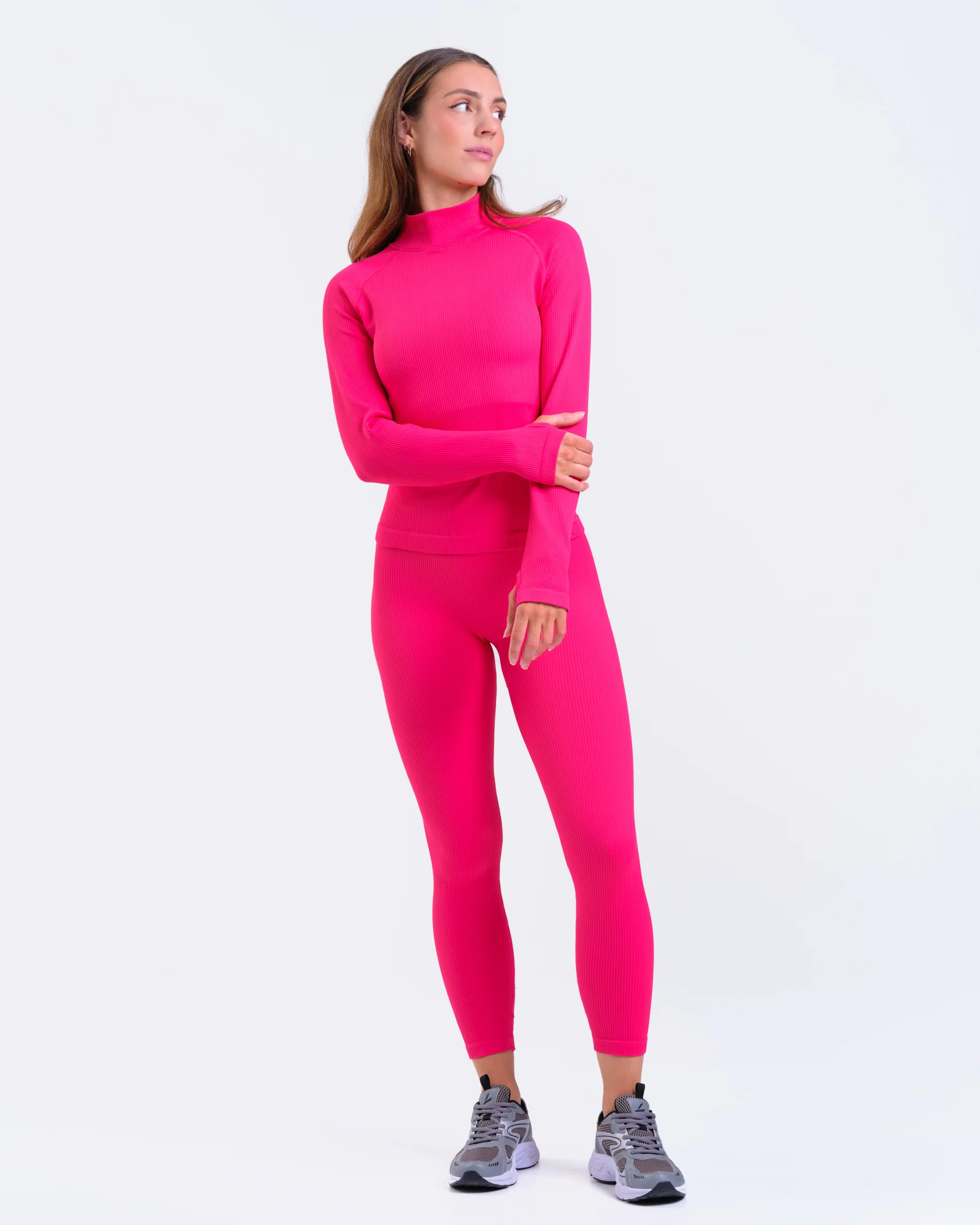 Bumpro Perfect Rib Sweatshirt Turtleneck Pink Rasberry