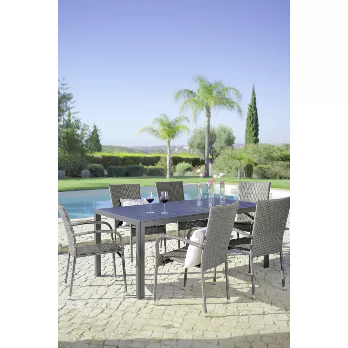 Ondega Gartenstuhl Emilia stapelbar dunkelbraun,grau