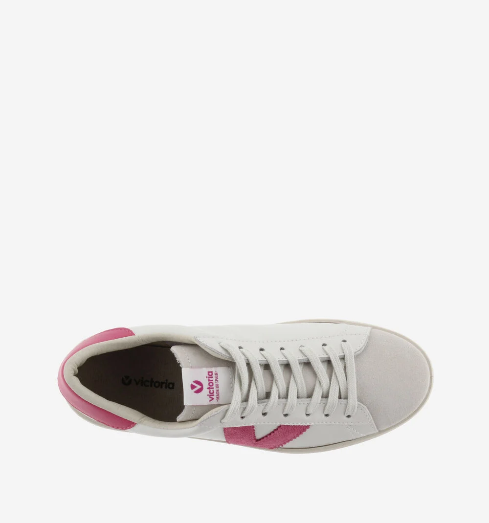 BERLÍN CUIR & CUIR FENDU Baskets blanches unisexes en cuir FRESA